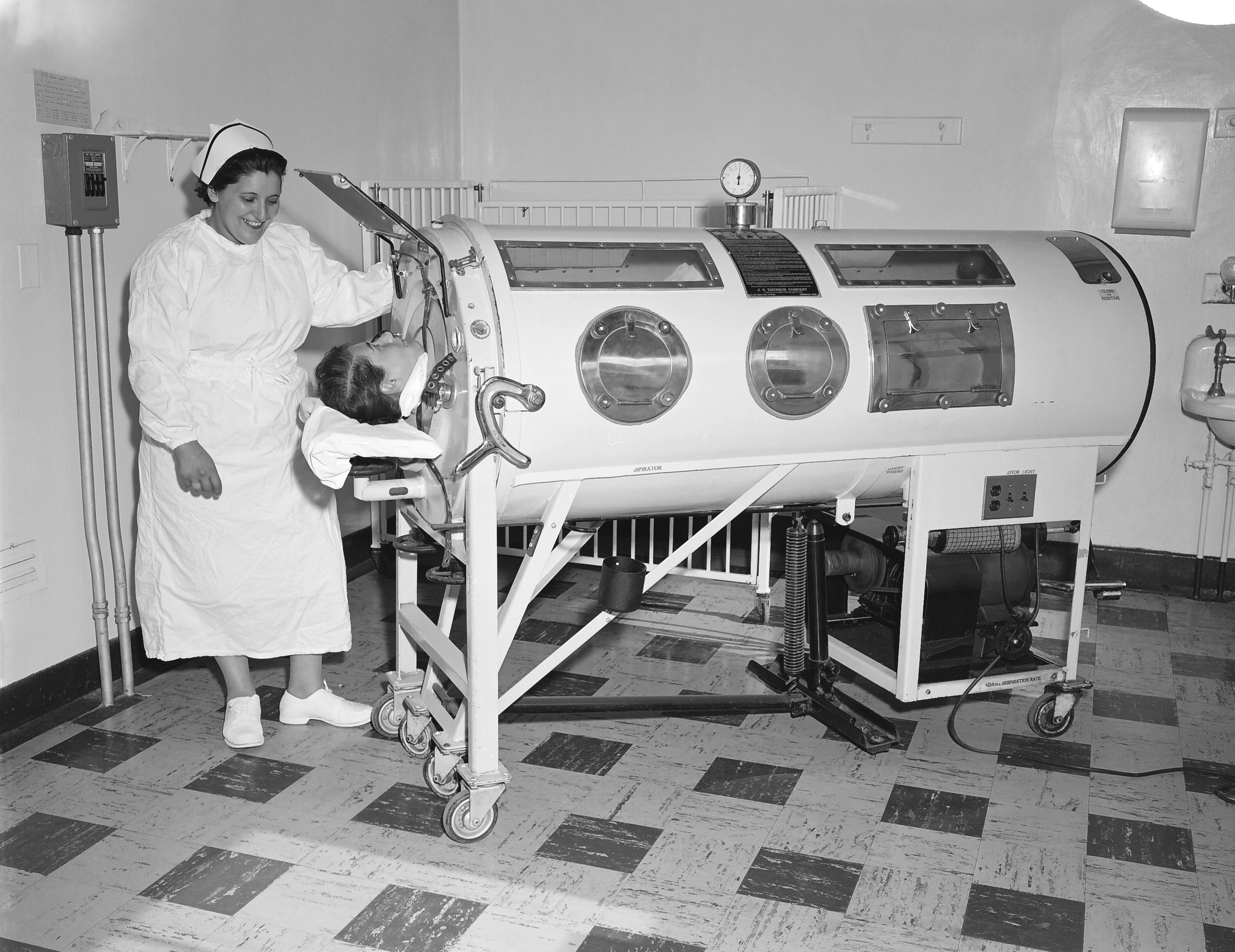 Patient in Iron Lung